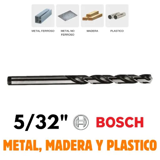 [2608585442] Broca 5/32" HSS-G, Por Pieza, Metal, Madera o Plástico, Alta Velocidad, Bosch [2608585442]