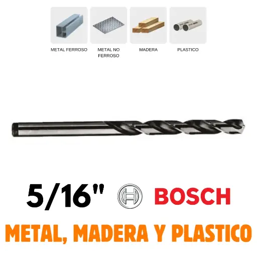 [2608585452] Broca 5/16" HSS-G, Por Pieza, Metal, Madera o Plástico, Alta Velocidad, Bosch [2608585452]