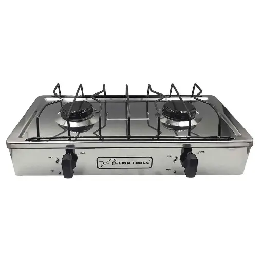 [L0429] Estufa De Gas, 2 Quemadores, De Sobreponer, Acero Inoxidable, Mod 308, Lion Tools [L0429]