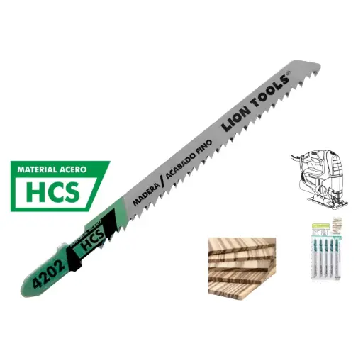 [L4202] Segueta Para Caladora, Corte Recto, 10 DPP, Zanco "T", 5 Piezas, Lion Tools [L4202]
