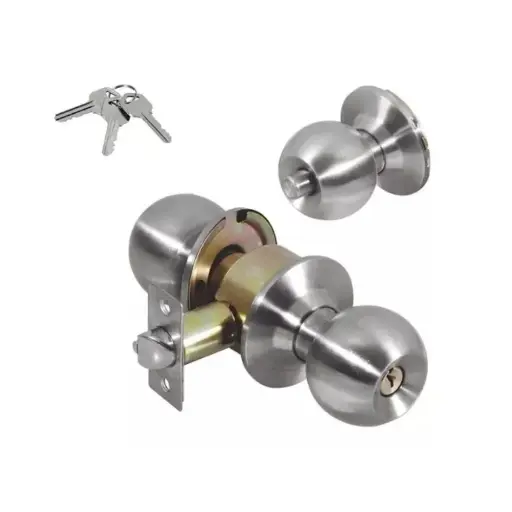 [L2513] Cerradura Pomo Para Recámara, Cilíndrica, Acero Inoxidable, Lion Tools [L2513]