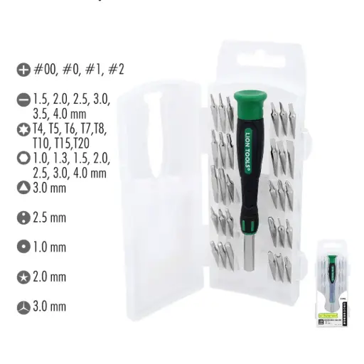 [L2096] Desarmador De Precisión Con 28 Piezas intercambiables, Lion Tools [L2096]