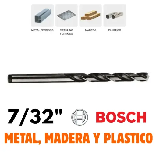 [2608585446] Broca 7/32" HSS-G, Por Pieza, Metal, Madera o Plástico, Alta Velocidad, Bosch [2608585446]