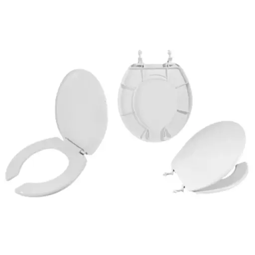 [L1672] Asiento Redondo Para WC, Blanco, Mod. Siena, Frente Abierto, Libra [L1672]