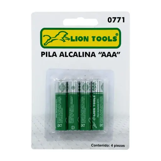 [L0771] Pilas Alcalinas AAA, 4 Piezas, Lion Tools [L0771]