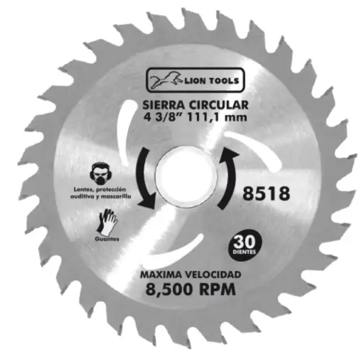 [L8518] Disco De Sierra Para Madera 4 3/8", 30 Dientes, Centro 3/8", Lion Tools [L8518]