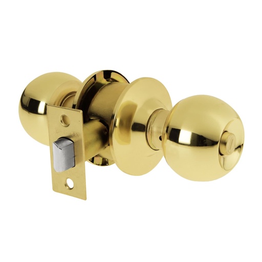 [L2508] Cerradura Pomo Para Baño, Tipo Esfera, Latón Brillante, Lion Tools [L2508]