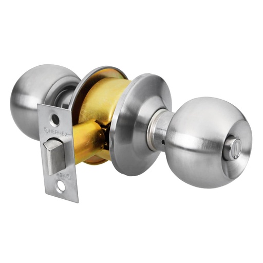 [L2514] Cerradura Pomo Para Baño, Tipo Esfera, Acero Inoxidable, Lion Tools [L2514]
