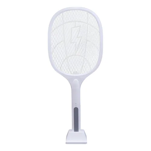 [L8809] Raqueta Mata Mosquitos Recargable, Con Base, Blanca, Lion Tools [L8809]